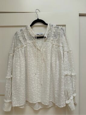 IRO Cream Textured Tie-Neck Blouse